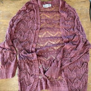 Pink Rose, knit sweater. Size: small. Made in USA